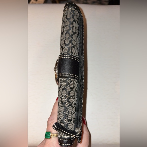 🖤 Vintage Coach Soho XL Signature Black and Gray Wallet & Checkbook EUC - Picture 6 of 13